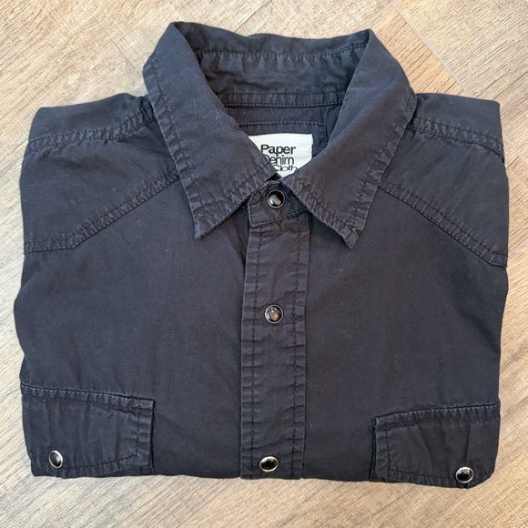 Paper Denim & Cloth Other - Paper Denim & Cloth Men L Black Shirt Button Down Long Sleeve Pearl Snap Western